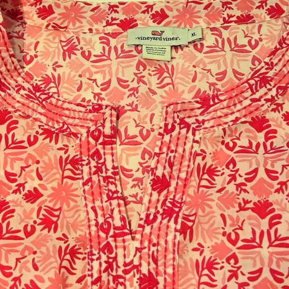 Vineyard Vines Size XL 100% Cotton Pink Floral Shift Dress Beach Coverup - Picture 3 of 7